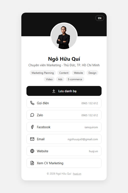 Trang namecard online huqi.vn/namecard