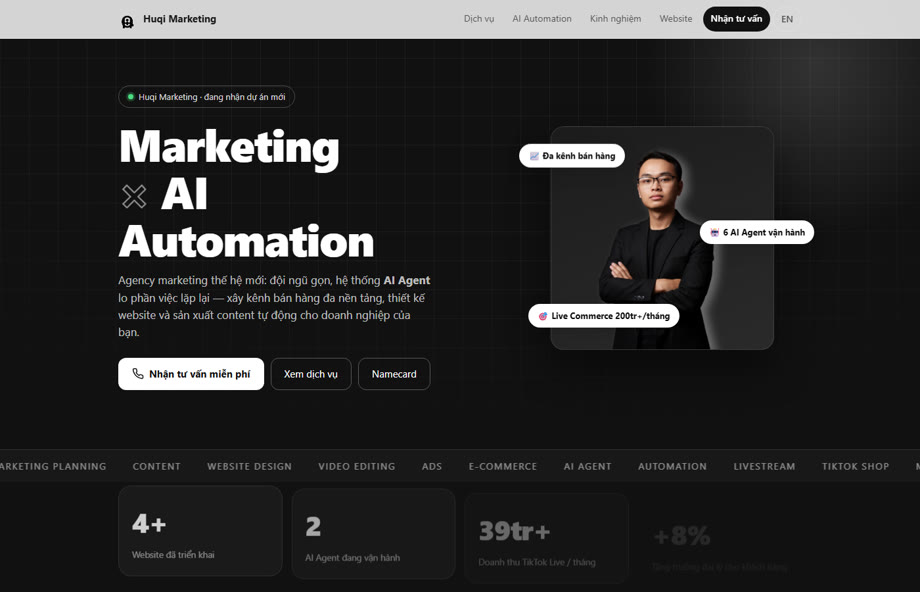 Trang chủ huqi.vn do AI Agent thiết kế